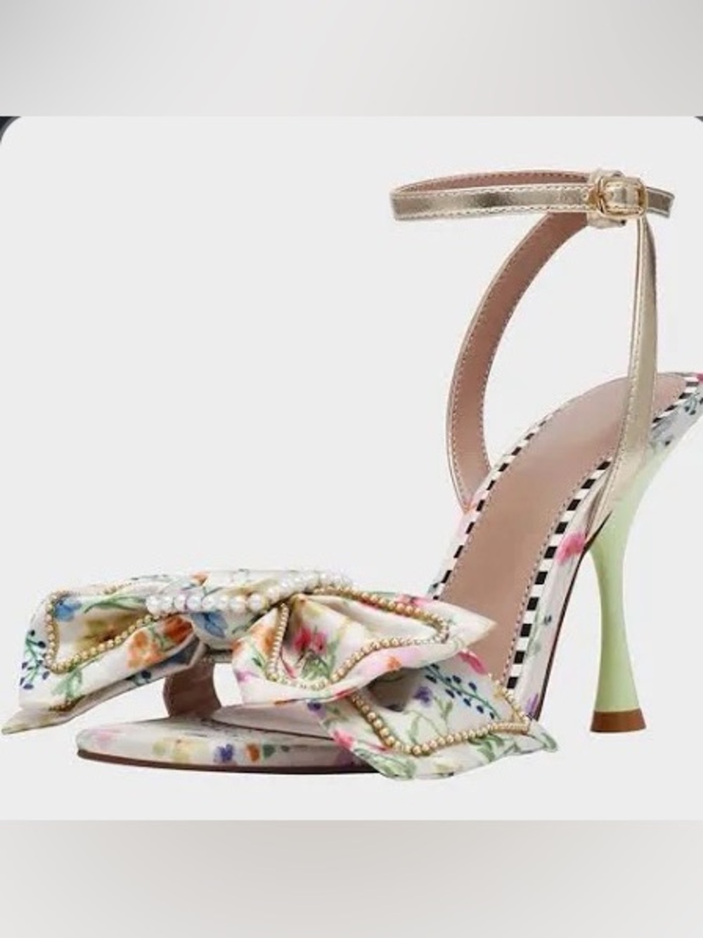 Betsey Johnson Pastel Floral Bow Ankle-Strap Heels